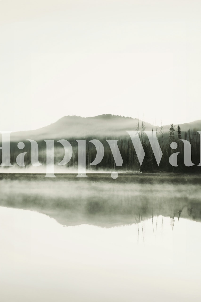 Misty Lakeside wallpaper in a room