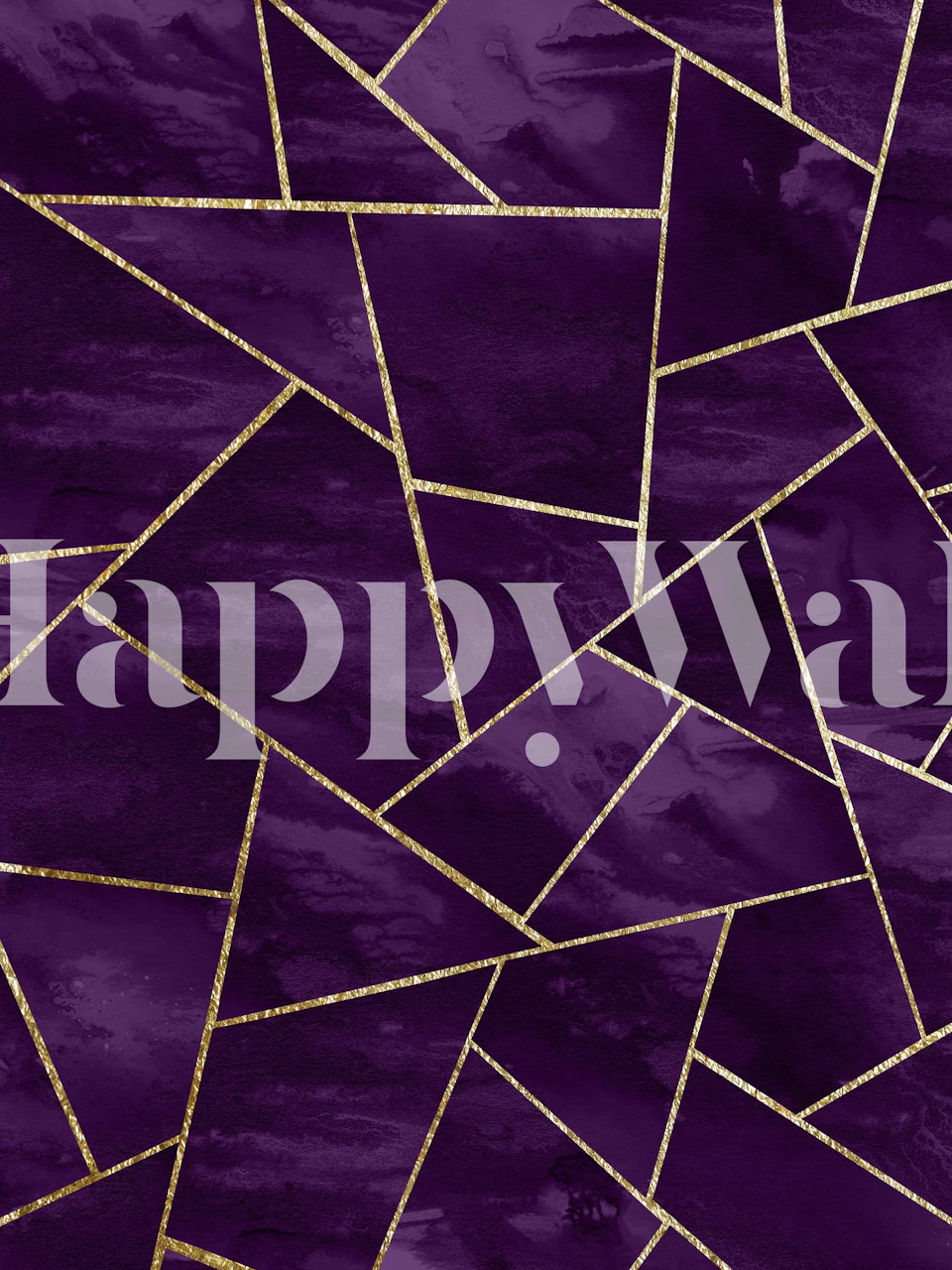 Dark Purple Ink med guld geometrisk tapet