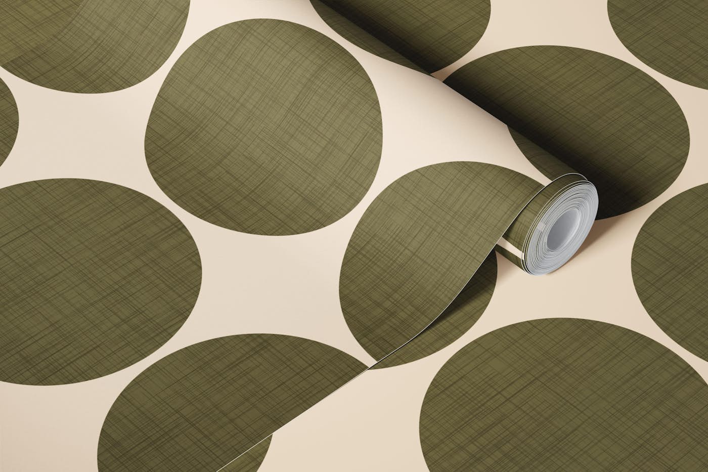 Modern Olive Retro Spheres wallpaper roll