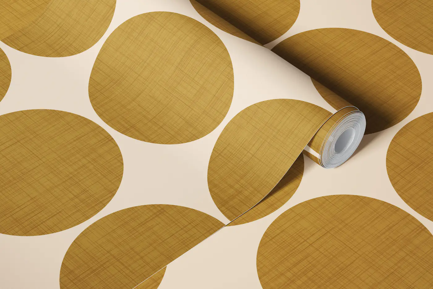 Modern Mustard Retro Spheres wallpaper roll