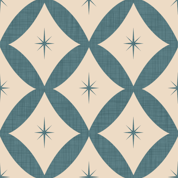 Atomic Star -Mid Century Starburst Slate Teal