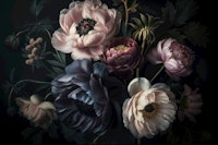 Elegant Floral Nocturne Baroque Blooms tapet