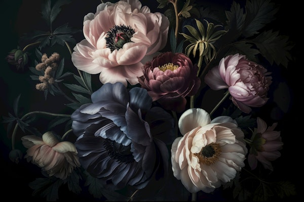 Elegant Floral Nocturne Baroque Blooms
