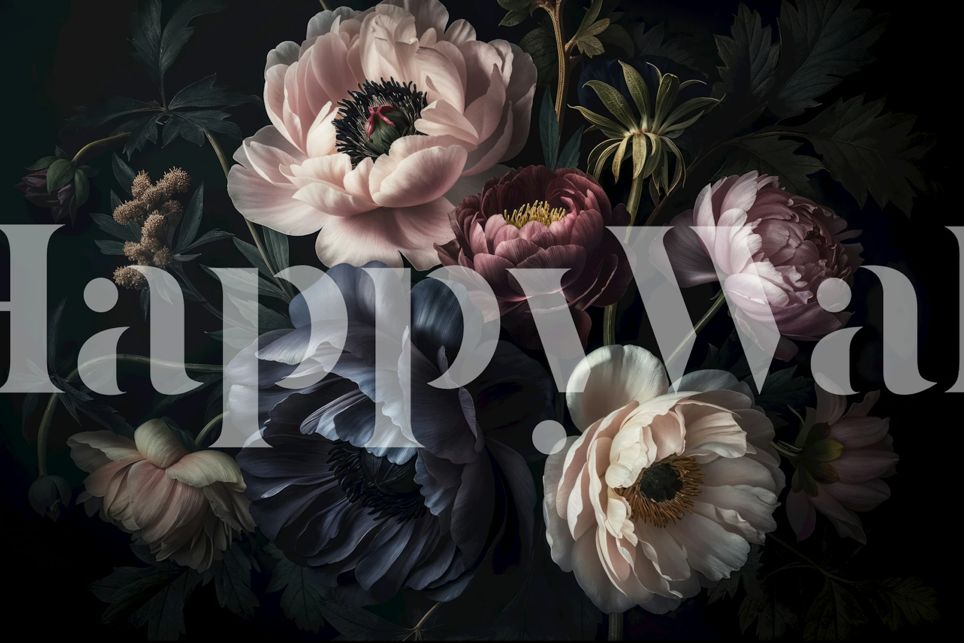 Elegant floral nocturne wallpaper design in a room