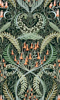 Woodland soil Morris style emerald behang
