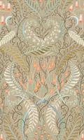 Woodland soil Morris style caramel behang