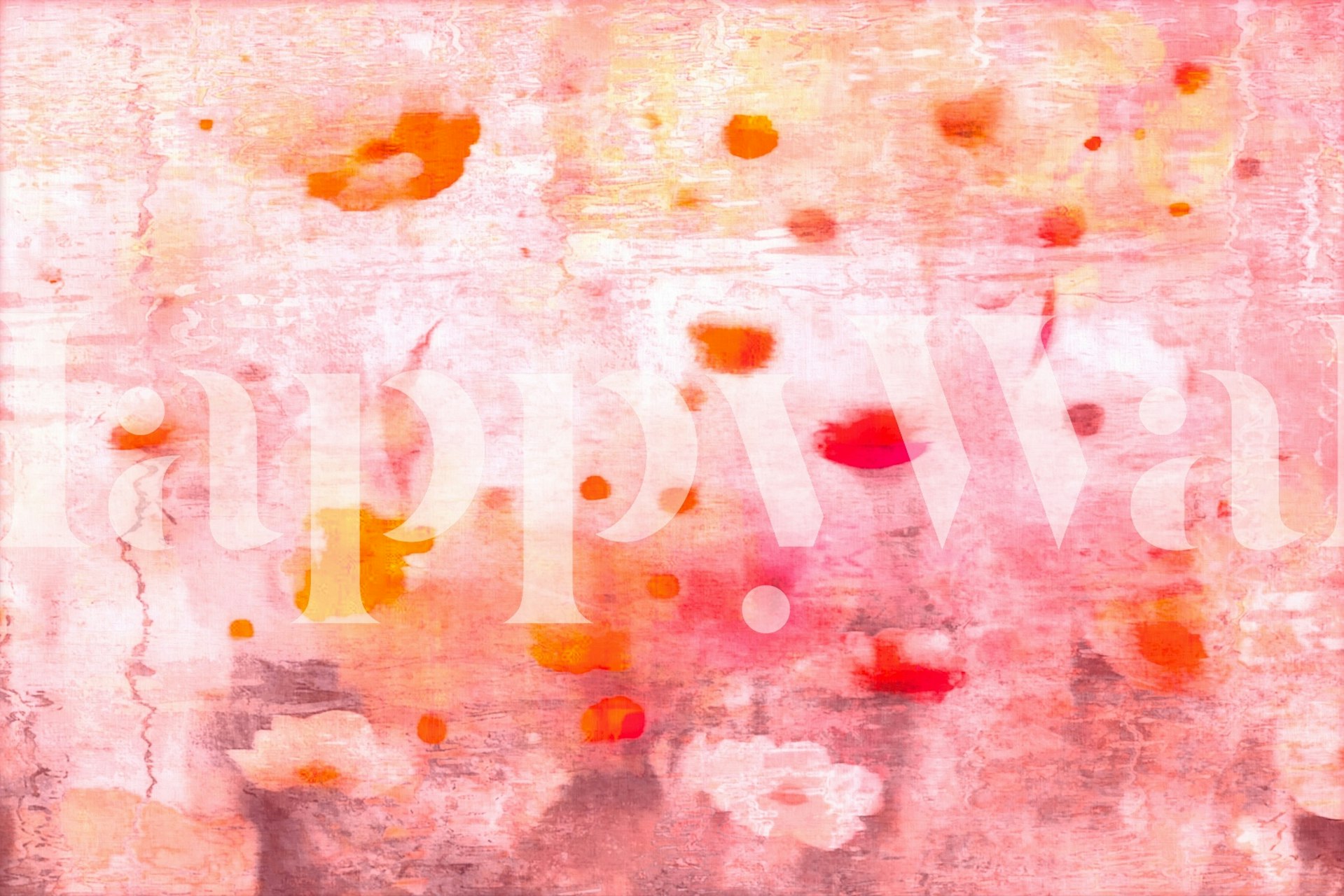 Watercolor flowers in pink and orange tones wallpaper