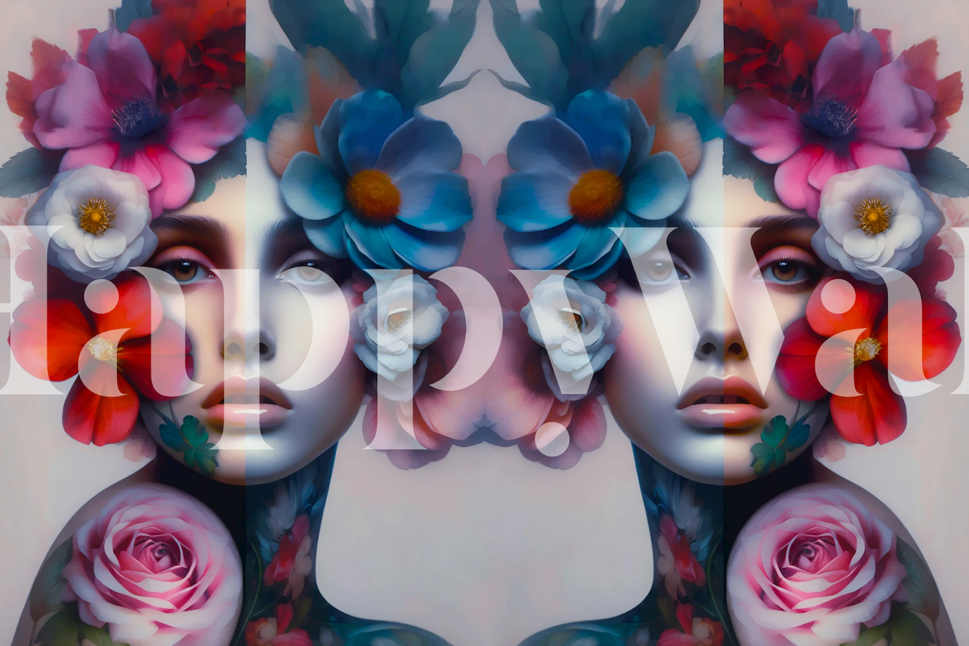 Floral Fashion Portrait tapet i ett rum
