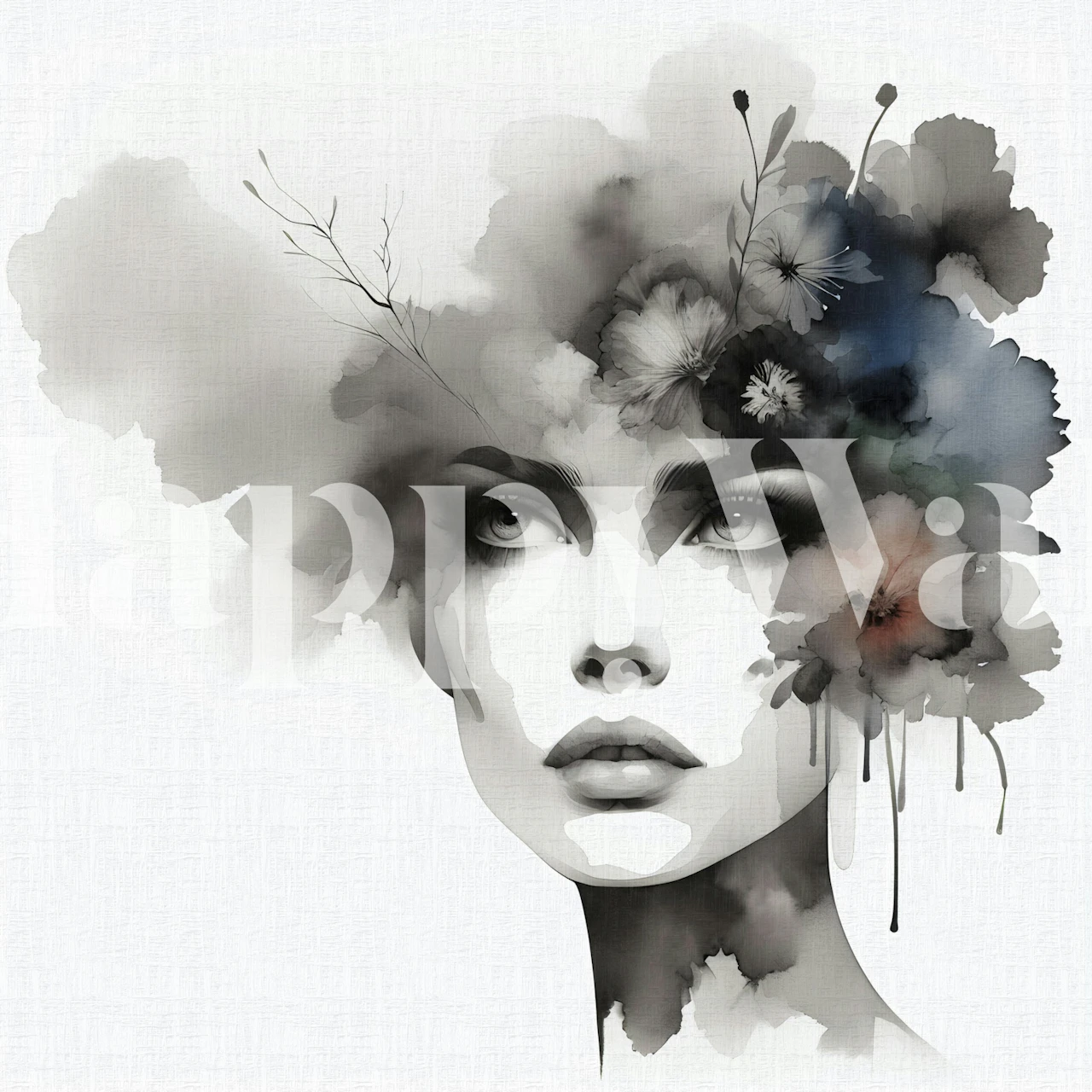 Monochrome Bloom Beauty wallpaper design in room