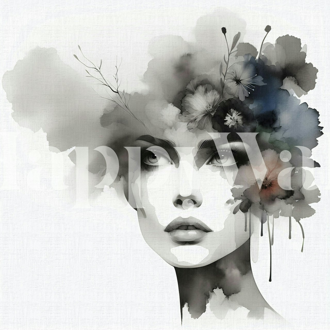 Monochrome Bloom Beauty design tapet v místnosti