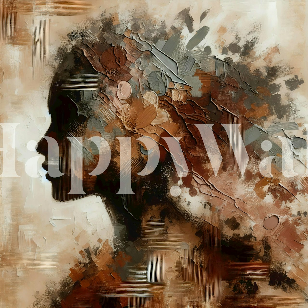 Abstract floral mural in earthy tones with soft silhouettes wallpaper