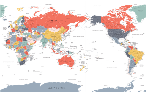 Pacific Centred World Map