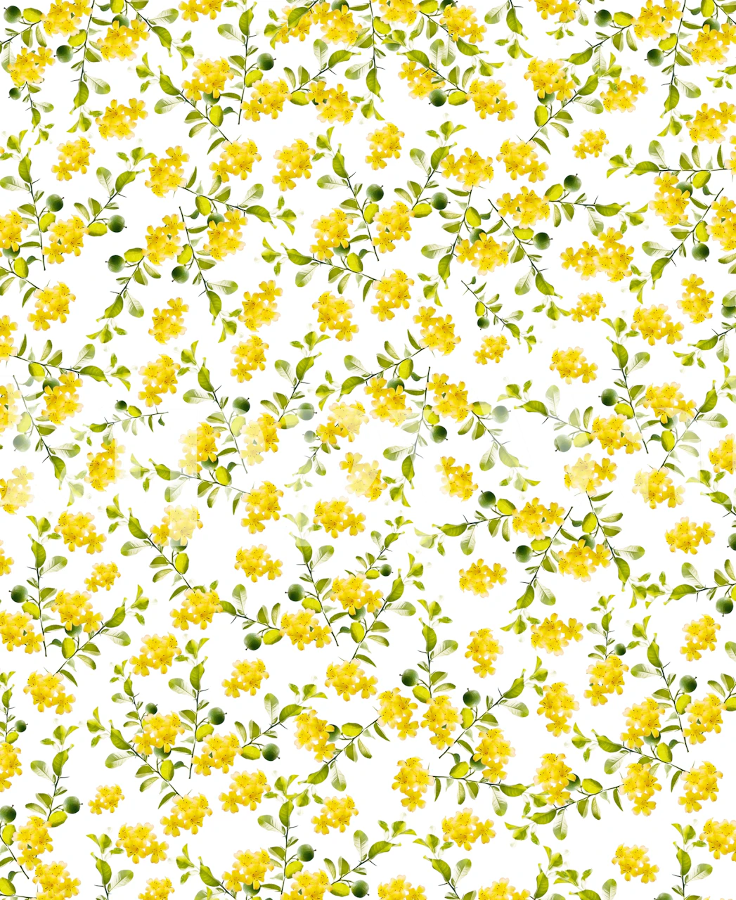 Yellow flower pattern wallpaper for interior design