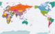 Pacific Centred World Map in Fun Colours