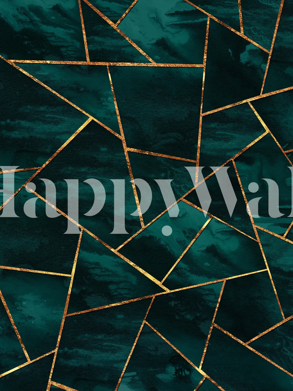 Teal geometric pattern with gold accents wallpaper