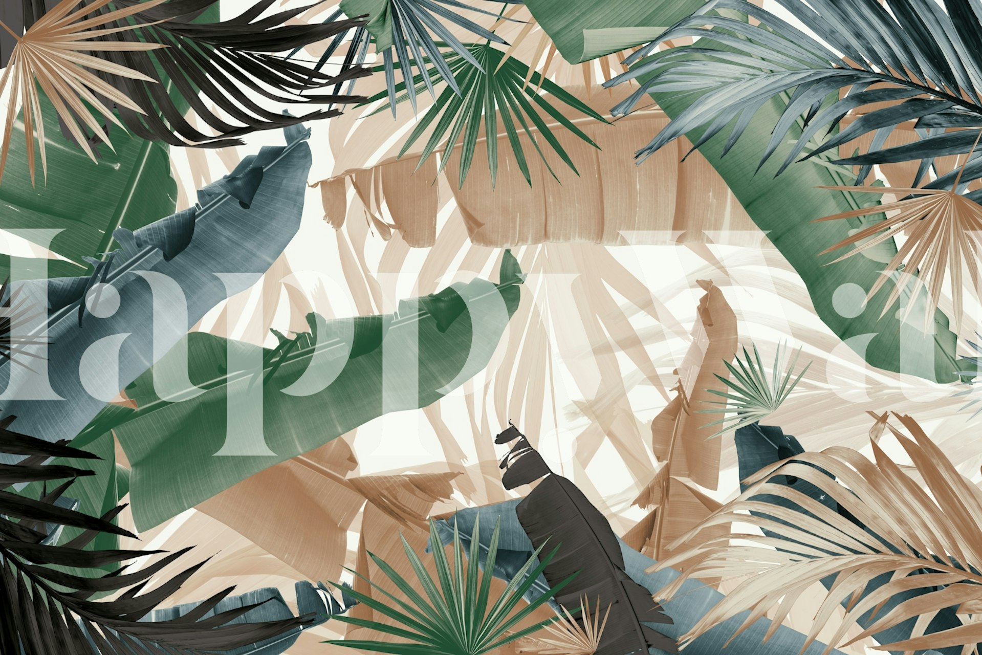 Palm banana leaves wallpaper em configuração de quarto