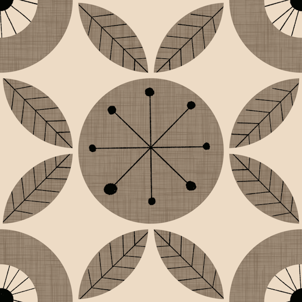 Atomic Floral Botanic Dots Taupe -Mid Century