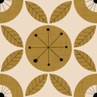 Atomic Floral Botanic Mustard-Mid Century carta da parati