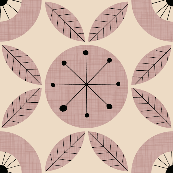 Atomic Floral Botanic Dots Mauve -Mid Century