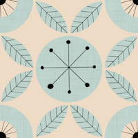 Atomic Floral Botanic Baby Blue-Mid Century carta da parati