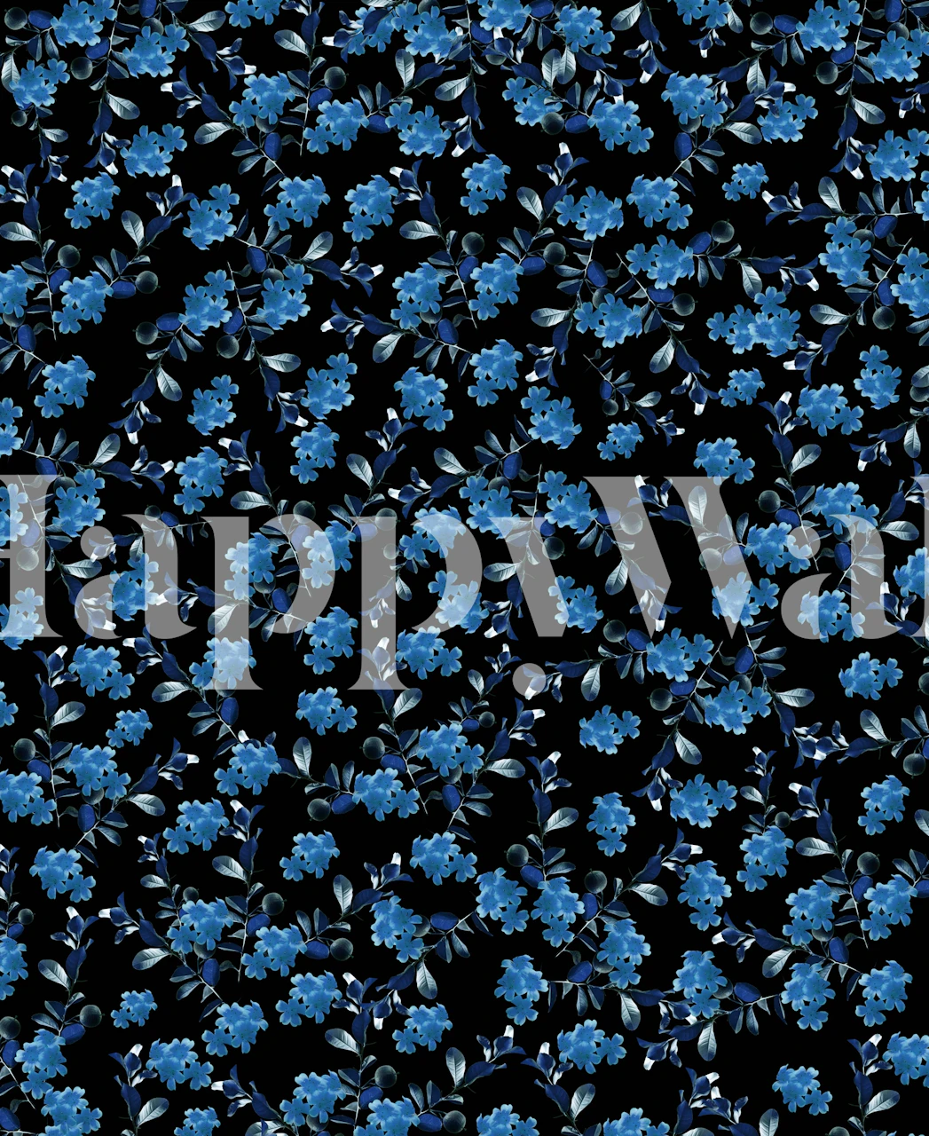 Blue flower wallpaper pattern in a room