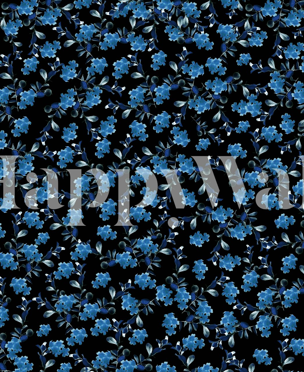 Blue flower wallpaper pattern in a room