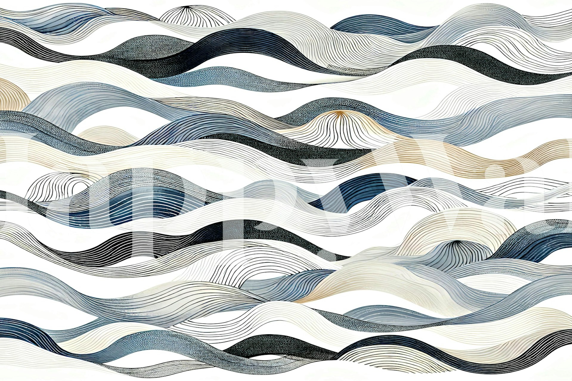 Diseño de papel pintado Contemporary Tides con olas