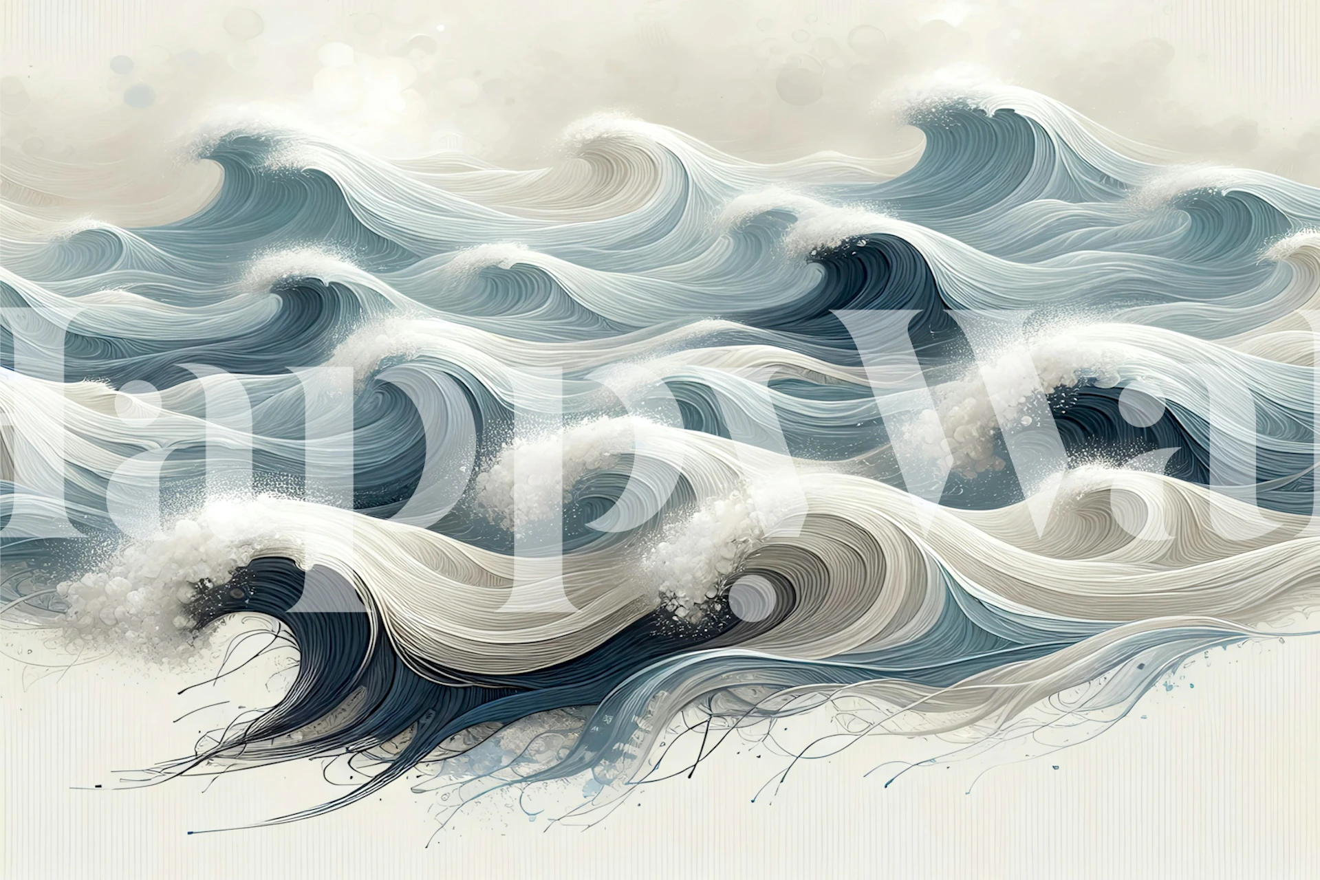 Carta da parati Serene Waves Art in una stanza