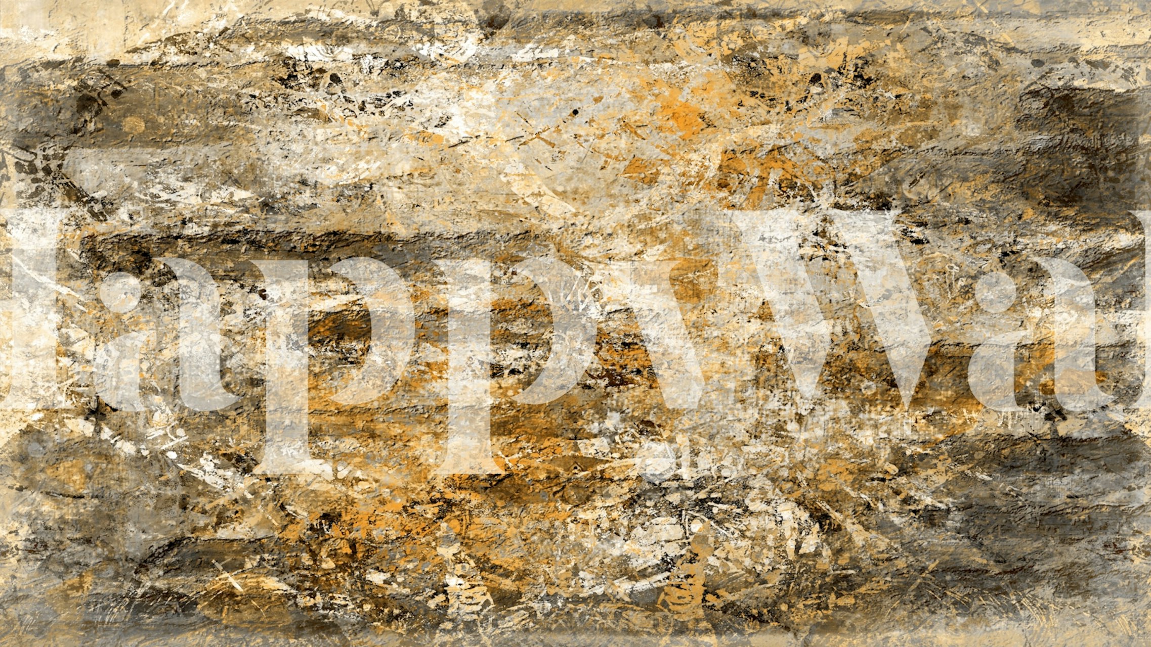 Papel de parede Aged Gold Abstract exibido em uma sala