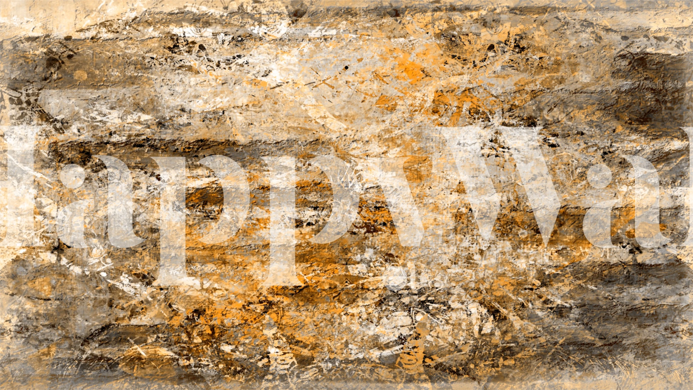 Papel de parede Aged Gold Abstract exibido em uma sala