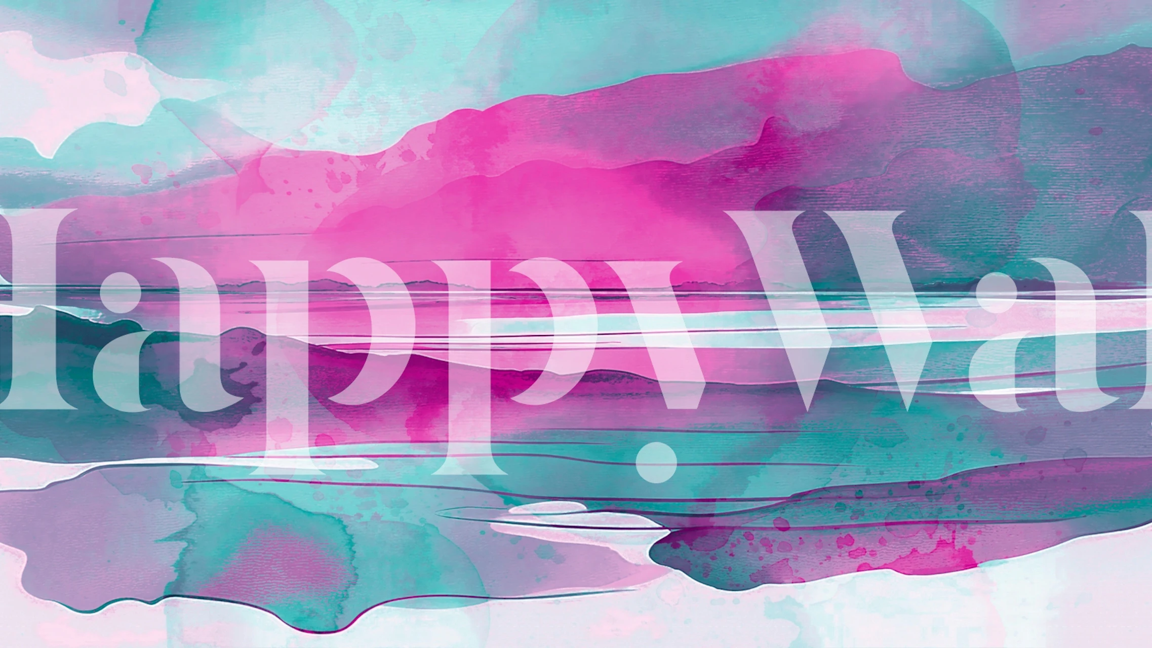 Abstract watercolor design in aqua and magenta tones wallpaper