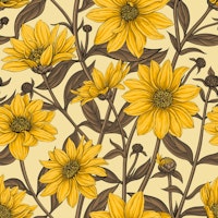 Sunroot in brown and yellow wallpaper