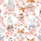 Floral Storybook Animal Portraits - White