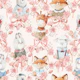 Floral Storybook Animal Portraits - Pink