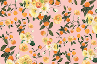 Lucid Blooms with Oranges on Soft Pink tapeta