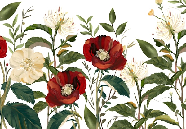 Blooming Red and White Florals