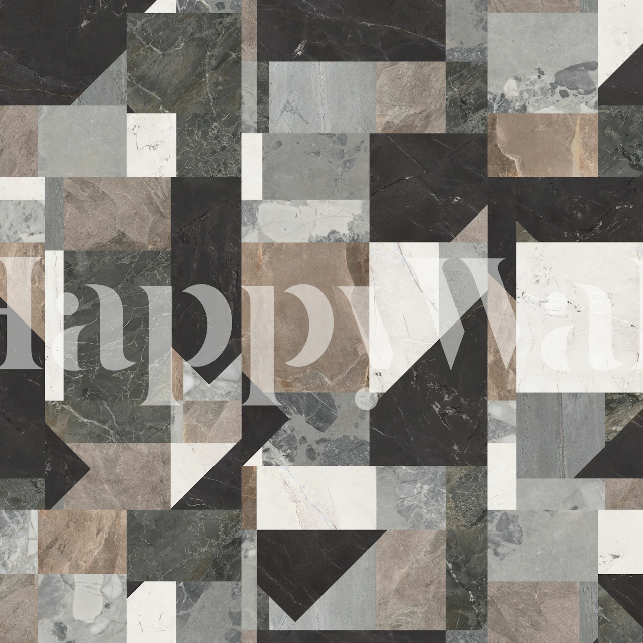 Ταπετσαρία Elegant Marble Patchwork σε ένα δωμάτιο