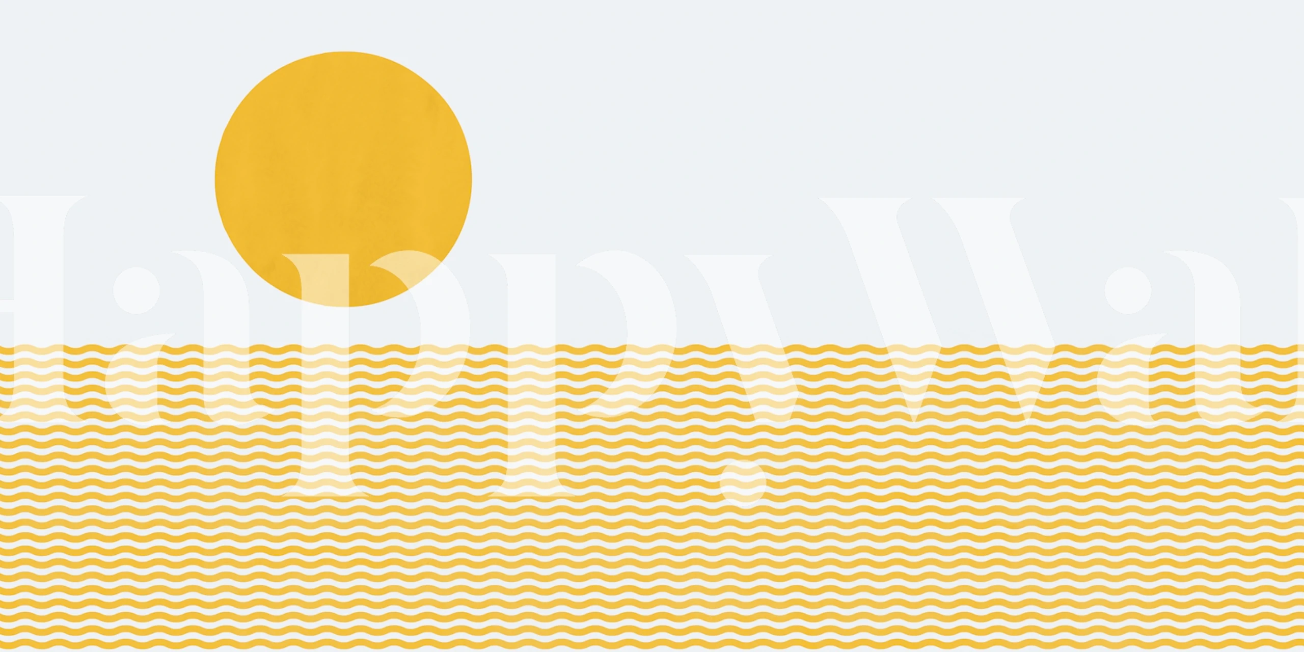 Ocean Waves Yellow wallpaper in a modern room