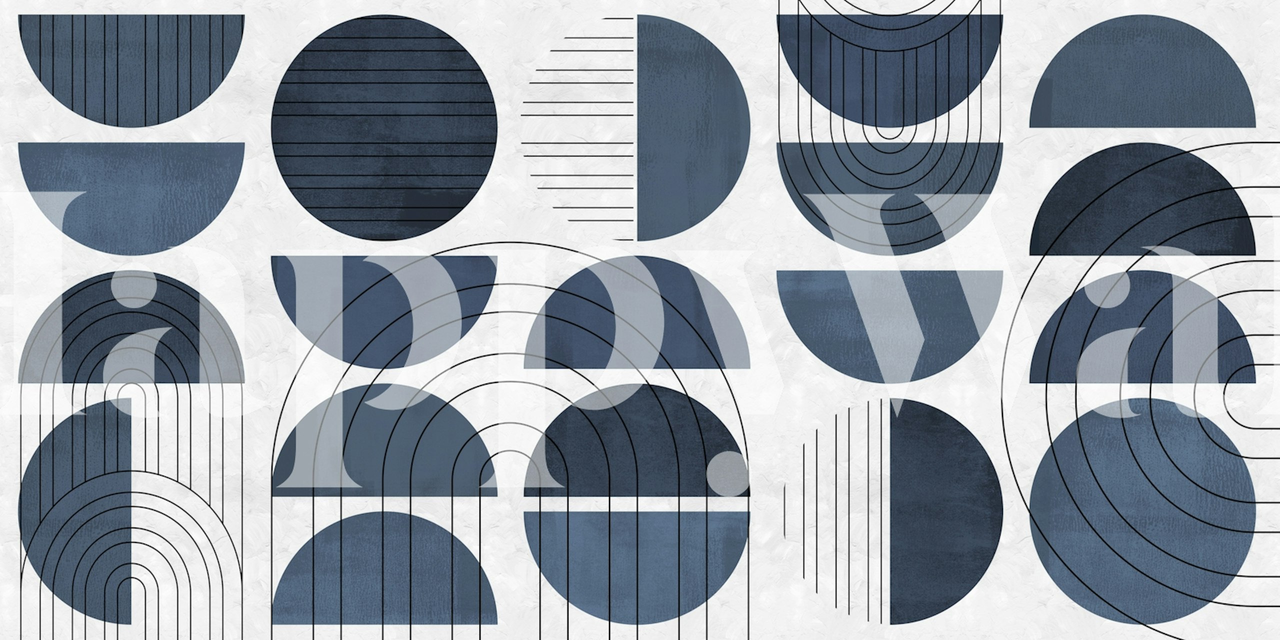 Geometric blue shapes on light background wallpaper