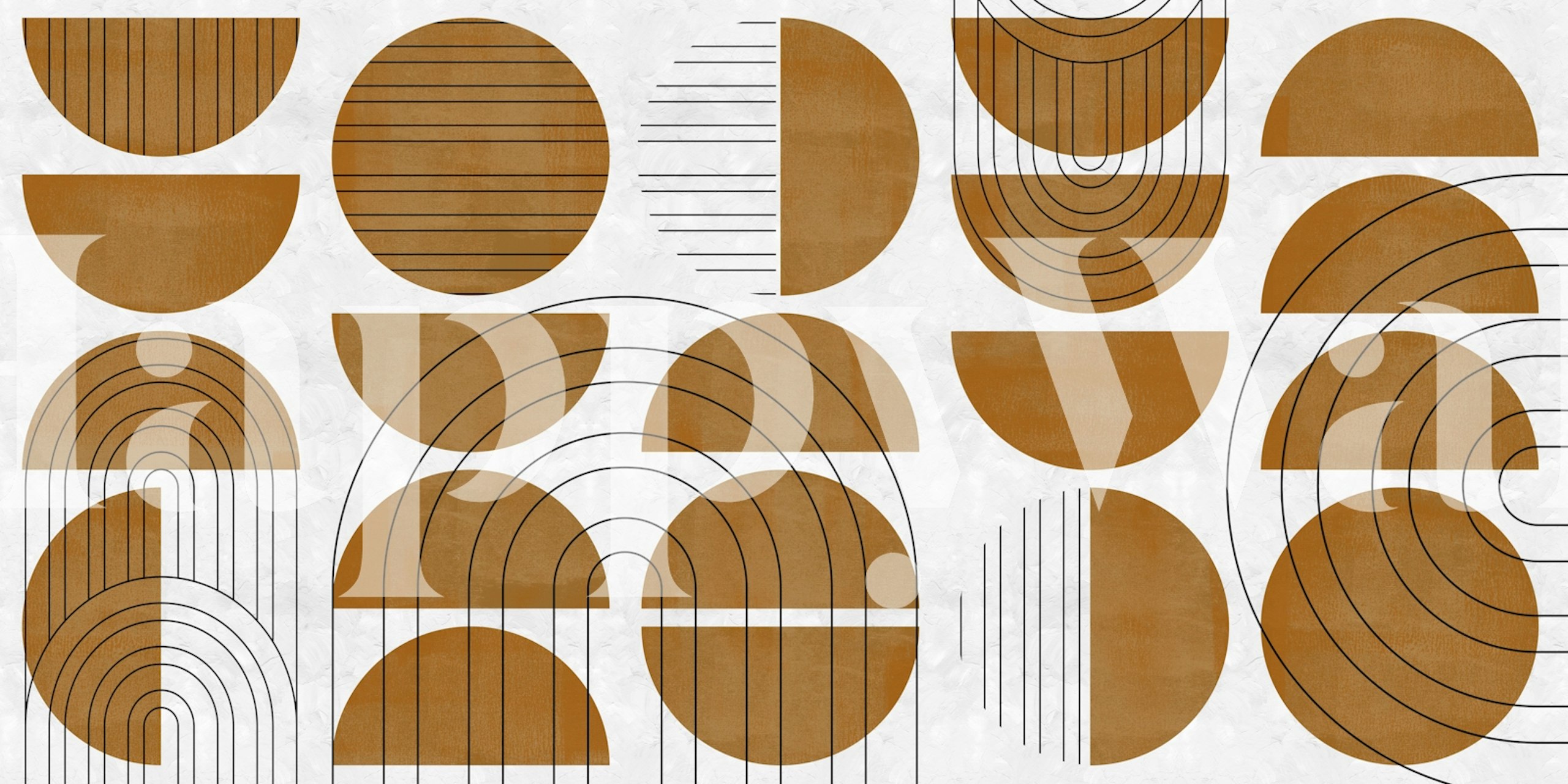 Geometric shapes in earthy tones and lines on a textured background wallpaper