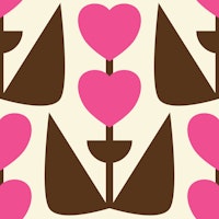 Retro Heart flowers Pink carta da parati