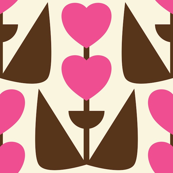 Retro Heart flowers Pink