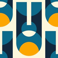 Abstract Retro Geometric Shapes Navy Blue tapete