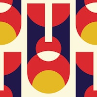 Abstract Retro Geometric Shapes Red Navy tapete