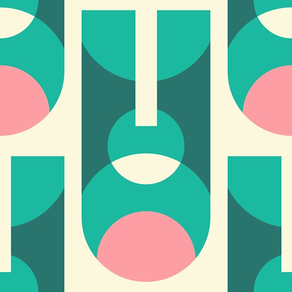 Abstract Retro Geometric Shapes Pink & Green