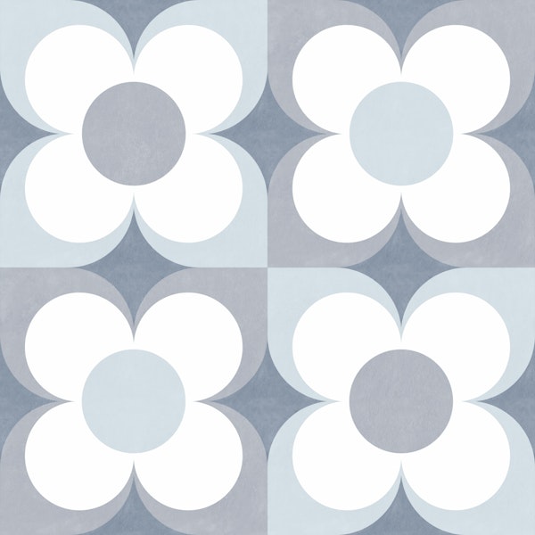 Geometric Flower Tile in Gentle Blue