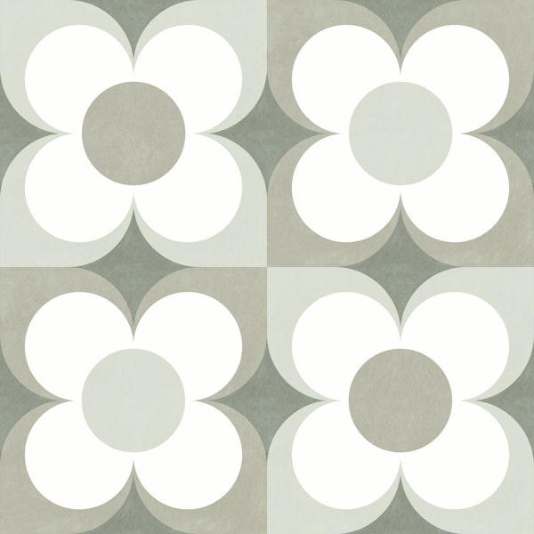 Geometric Flower Tile in Soft Sage Green