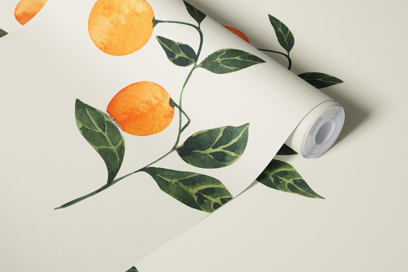 Sunkissed Oranges on Soft Sage wallpaper roll