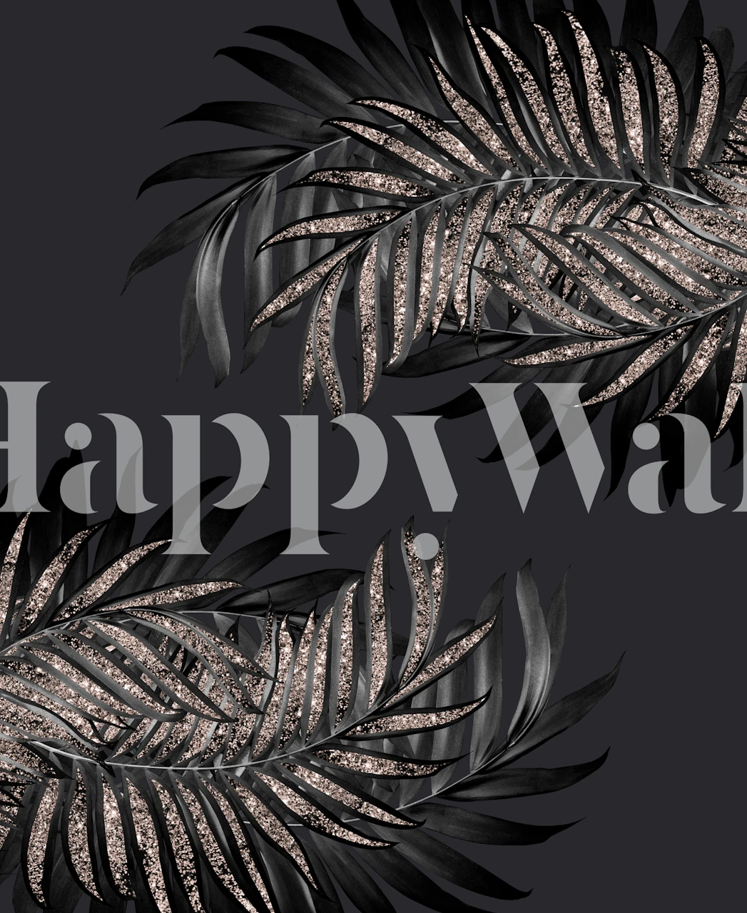 Gray Black Palm Glitter 6 wallpaper in a room