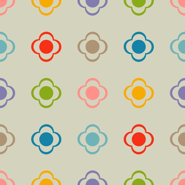 Button Daisies Retro Scandi Floral Rainbow